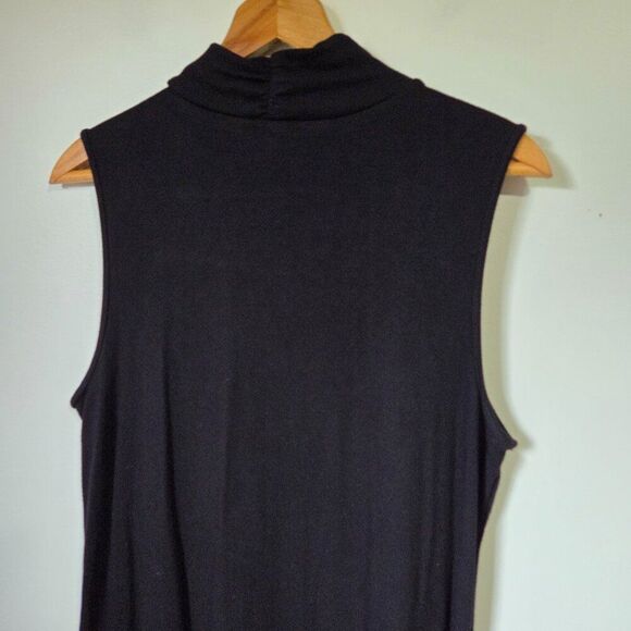 EUC ADRIENNE VITTADINI MOCK NECK BLACK MINIMALIST SLEEVELESS DRESS SIZE L - Picture 9 of 13